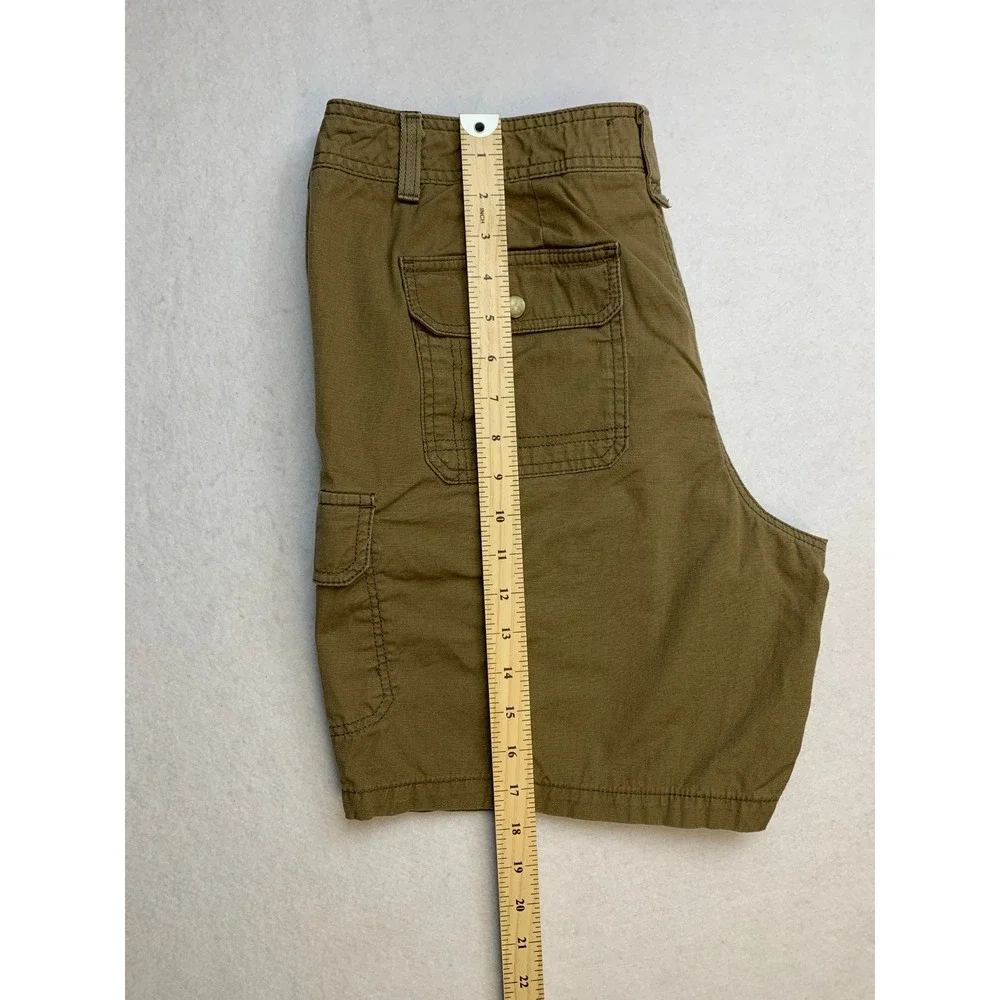 Eddie Bauer Cargo Shorts Womens 14 Olive‎ Green Ripstop Cotton Hiking Shorts 7